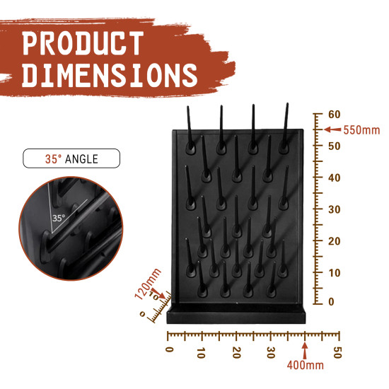 Lab Drying Rack, Laboratory Countertops, 27 Struts, 550x400x120mm, High Thickness PP Material, Acid & Corrosion Resistant, for Laboratory, Research Institute, School, Hospital, Factory